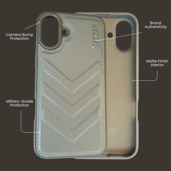 Rugged Armor Textured Back Cover for iPhone 16 Plus Strong Grip + Rugged Protection