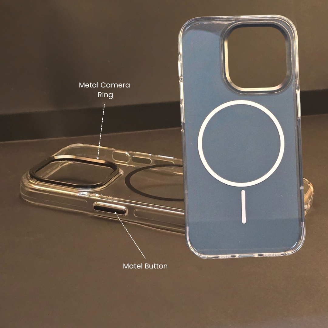 iPhone 14 Pro Shockproof Phone Bumper Transparent Back Case Cover (Transparent)