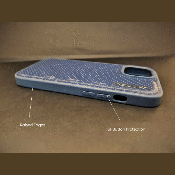 I Phone 15 Protective Case Premium Blue & Grey Textured Grip Shockproof & Raised Edges - Image 3