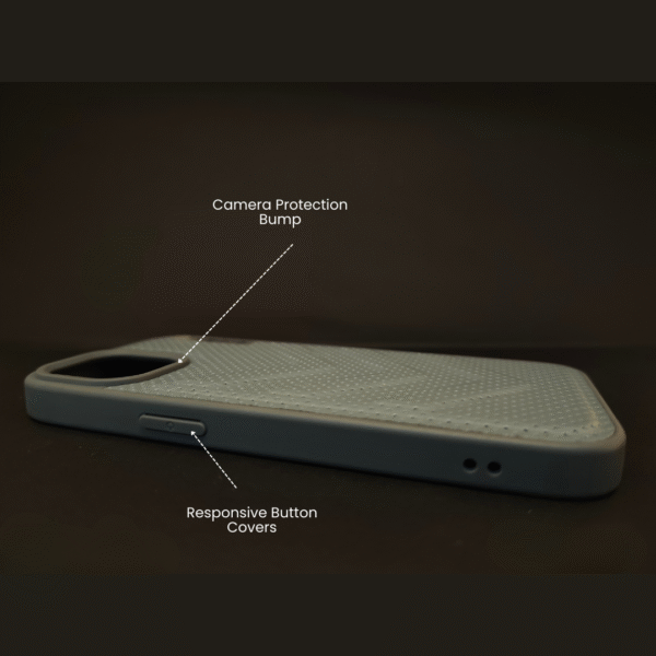 I Phone 15 Protective Case Premium Blue & Grey Textured Grip Shockproof & Raised Edges - Image 4