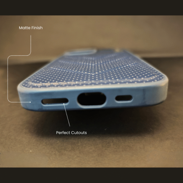 I Phone 15 Protective Case Premium Blue & Grey Textured Grip Shockproof & Raised Edges - Image 2